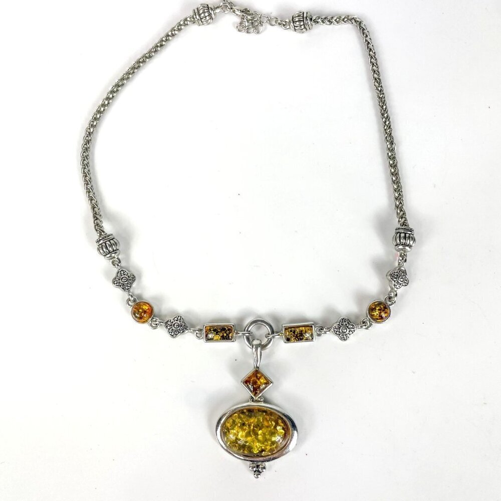 Premiere Design Y Drop Oval Faux Amber Pendant Necklace